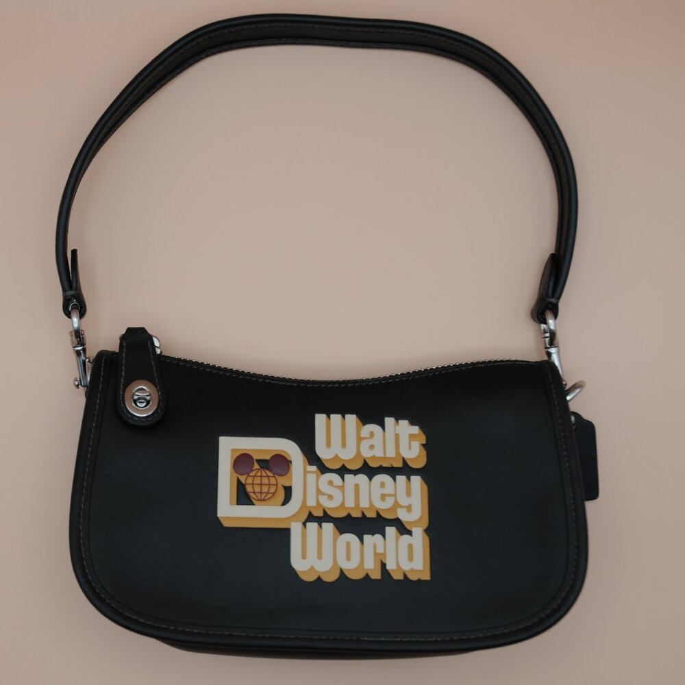 Disney X Coach Swinger Bag in Glovetanned Black Leather, 50th Anniversary WDW